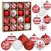 Bluelves Palline di Natale Rosse e Bianche, 16pcs Palline per Albero di Natale 6cm, Palle di Natale Rosso e Bianco Plastica con Gancio, Ornamenti Natalizi per Addobbi Albero di Natale Decorazioni