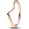 PANDORA Timeless Anello ondulato placcato in oro rosa 14k, 58