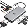 HOPDAY 11 in 1 Hub USB C, Docking Station USB C Triplo Display via VGA/HDMI, Adattatore Macbook Pro/Air USB C (1G Ethernet, PD 100W, Audio 3.5mm, Lettore SD/TF, USB A 3.0/2.0) Dongle per Dell/HP