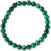 Taddart Minerals - Bracciale verde in malachite naturale con sfere da 6 mm montate su filo di nylon elastico - fatto a mano, 18 cm, malachite, Malachite