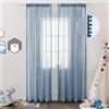 MIULEE Tende Blu Camera da Letto con Pon Pon, 2 Pezzi Tende per Finestre Soggiorno (2X L 140 x A 280cm), Trasparenti Tende con Anelli, Tende Cameretta Bambini con Pompon, Tende Interni Casa