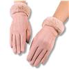 AXELENS Guanti Invernali Touchscreen Donna Ragazza - Scamosciati in Eco Pelle con Interno Felpato e Polsino in Pelliccia Morbida - Taglia S/M_azzurro