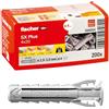 Fischer 200 Tasselli SX Plus 4x20 mm per Muro Pieno, Mattone Forato, Muratura, Calcestruzzo, per il Fissaggio di Lampadari, Mobili, Pensili, Mensole, 568004
