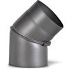 FIREFIX Tubo a gomito in acciaio spesso 2 mm (tubo fumo) di diametro 150 mm, per stufe e fuochi da camino, Senotherm, grigio scuro, regolabile a 0 - 45 gradi, senza porta di pulizia
