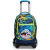 SJ GANG STYLE JAM GANG SJ Gang Trolley Scuola Sganciabile Jack 3 Ruote, Blu Verde, Animali SJ Boy, 3 in 1, Triplo Uso, Zaino con Carrello Sganciabile, Zaini e Trolley, Scuola Elementare, Bambino