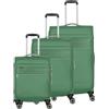 travelite set di valigie 3 pezzi con guscio morbido e 4 ruote, misure S-M-L, sostenibile, MIIGO, set di valigie da viaggio in materiale riciclato, chiusura TSA, dimensioni valigie L + M espandibili