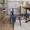 DEGHI Sedia con braccioli impilabile stile industrial in metallo blu notte - Farley