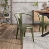 DEGHI Sedia con braccioli impilabile stile industrial in metallo verde - Farley