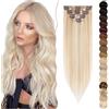 SEGO Extension Clip Capelli Veri 8 Fasce Singole - 100% Remy Human Hair Lisci Lunghi Parrucca Donna 50 cm (70 g) #18P613 Biondo Cenere mix Biondo Chiarissimo