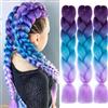 jooceebaby Extension per Treccine Africane 24 Syntetiche Treccia Capelli Extension Colorate Ombre Jumbo Treccia Di Scatola Crochet Twist Braiding Hair Viola/Blu/Viola Chiaro