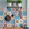 RE-COVERTILES - Adesivi Piastrelle Cucina Bagno Mattonelle adesive in PVC Impermeabili Antigraffio Stickers Decorazione Parete Cementine Peel and Stick - Modello 24 Pz 10x10 cm PS00191 Made in Italy