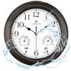 Lafocuse 30cm Orologio da Parete Impermeabile Esterni con Termometro e Igrometro, Retro Orologio Rustico Marrone Bronzo Silenzioso, Shabby Chic Vintage Decorativo per Esterno, Giardino, Balcone, Bagno