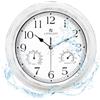 Lafocuse 30cm Orologio da Parete Impermeabile Esterni con Termometro e Igrometro, Retro Orologio Rustico Bianco Silenzioso, Shabby Chic Vintage Decorativo per Esterno, Giardino, Balcone, Bagno, Cucina