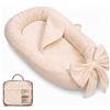 EAQ Riduttore Lettino Neonato Riduttore Culla -lettino da viaggio-100% Cotone Lavabile In Lavatrice (Beige)