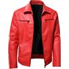 Generico Giacca Uomo Jacket in Ecopelle Giubbotto Anti Caldo Casual Multitasche Vintage da Moto Giubbotto Uomo Invernali Giacca In Pelle Uomo Rossa Giacca A Uomo Offerta Del Giorno Lampo