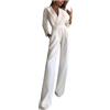 Vagbalena Tuta da Donna Elegante con Scollo a V e Vita Alta Tuta da Lavoro Tuta da Lavoro Tuta da Lavoro Manica Lunga Tuta Dritta Elegante Tuta da Lavoro (Bianco,S)