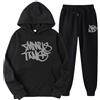 LaoZan Unisex Set Felpa con Cappuccio Y2K Min Two Abbigliamento Sportivo Pantaloni da Jogging Tuta da Uomo Abbigliamento Sportivo con Cappuccio