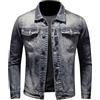 Minetom Giacca di Jeans Uomo Vintage Giubbotto Casual Denim Giubbino Slim Fit Jacket con Botonni E Tasche Primavera E Autunno D Grigio Blu L