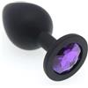 BONDAGERIE® Plug anale di colore nero in silicone medico, con gioiello viola, sacchetto incluso, Taglia M