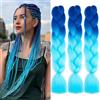 jooceebaby Blu Reale/Azzurro Cielo Extension Per Treccine Africane 24 Treccia Capelli Extension Colorate Ombre Jumbo Treccia Extension Capelli Fibra Sintetica Treccia Di Scatola Crochet Braiding Hair