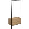 trendteam smart living - Jody - Appendiabiti con 2 pratici cassetti - Rovere/Nero - Appendiabiti compatto - 85 x 190 x 47 cm (LxAxP) - Appendiabiti indipendente con struttura in metallo