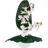 DRW Centro fiori con orchidee bianche per la casa, Chiese o sepolture 55X50X14