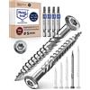 NietFullThings Viti a testa bombata per terrazze, 5 x 70, in acciaio inox A4, viti a testa bombata Torx, spessore 5 mm, 1000 pezzi, viti per legno Torx, lunghezza 70 mm, con 4 punte Torx
