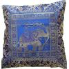 Original Kikan Federa per cuscino in seta con elefante indiano, mandala, in broccato e boho, decorazione per la casa, 40,6 x 40,6 cm, chiusura con cerniera, stile etnico, fatto a mano, patchwork (blu