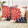 Velvhom Federe Cuscini Divano 40x40 Set di 2 Copricuscini Lino Arancione e Blu Dalia Floreale Pittura Federe Camera da Letto Divano Primavera Estate Fodere Cuscini per Soggiorno Divano Cuscino Decor