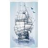 ABAKUHAUS Barche d'Epoca Tenda da Doccia Stalla Old Ship in Mare, Set per Il Bagno in Tessuto con Ganci, 120 cm x 180 cm, Azzurro e Blu Scuro