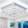Finktonglan Plafoniera LED Cristallo Quadrata 38cm, Lampadario Moderno a Soffitto 3 Livelli in Acciaio Inox con LED Integrati 61W, Luce Bianco Freddo 6500K per Soggiorno Sala da Pranzo Camera da Letto