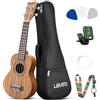 LEKATO Soprano Ukulele Sapele 21 Pollici Starter Kit Con Gig Bag/Accordatore/Tracolla/Plettri/Corda, Travel Hawaii 4 Corde Chitarra Set per Principianti, Regalo Musicale di Natale