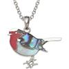 Kiara Jewellery - Collana con ciondolo a forma di pettirosso intarsiato con conchiglia di abalone verde, madreperla e resina epossidica rossa su catenina da 45,7 cm