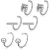 CHIC & ARTSY Orecchini a semicerchio Piccoli orecchini a cerchio in argento sterling 925 con pallina, stella, croce Orecchini a semicerchio per cartilagine per donna