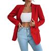 L9WEI Revers Office Blazer Donna Elegante tinta unita Business Blazer Manica Lunga Slim Fit Autunno Giacca, Colore: rosso, S