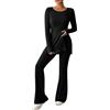 Generico Tute Donna In Maglia Casual Maglia E Pantaloni a Gamba Larga Tuta Due Pezzi Invernale Elegante Tuta Da Casa Comode Curvy Completi 2 Pezzi Loungewear Complete Calda Leggera Tute Sportiva Moda