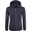 VEQUÈ Felpa Uomo Pile con Cappuccio Maglione Invernale con Cerniera Cardigan Imbottito Caldo (IT, Testo, 3XL, Regular, Regular, Blu)
