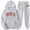 NaLatia Tuta da Uomo, 2 Pezzi Completo Brooklyn Unisex, Trapstar Tuta Jogging Sportiva Set Autunno Inverno, Donna Felpa con Cappuccio in Plie e Pantaloni