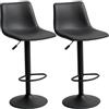 HOMCOM Set di 2 sgabelli da bar in stile vintage, regolabile, girevoli, con poggiapiedi in rivestimento sintetico, altezza regolabile 90-110 cm, colore: nero