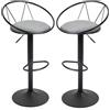 HOMCOM Set di 2 sgabelli da bar, design neo-retrò, regolabile, girevole, con poggiapiedi in metallo, nero, lino, grigio