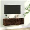 Pxznbe Mobile TV Soggiorno Rovere Fumo 100x30x30 cm Legno Multistrato Design Elegante Tavolo Porta TV ha 2 Scomparti Ampio Spazio di Conservazione Supporto TV Progettato con Ante