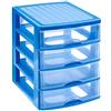 PlasticForte Plastic Forte, Cassettiera da tavolo, blu, 4 cassetti