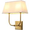 JIMUBEAM Applique vintage a 2 luci con paralume in panno bianco, lampadario da bagno a doppia testa in ottone antico, lampade da parete per interni per camera da letto soggiorno cucina