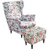 AQIGR 2 Pezzi Copripoltrona con Orecchie e Copri Pouf Elasticizzato, Copridivano da 1 Posto con Fodera per Cuscino Rosa/Giallo/Verde Lavabile Rimovibile per Bar Soggiorno Camera da Letto ( Color : #39 )