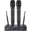 SIKUING Sistema microfono senza fili, in metallo Dual Pro UHF Cordless Dynamic Mic, 2 x 30 frequenze regolabili, sistema di microfoni palmare per casa, karaoke, riunioni, chiesa, portata 300 ft