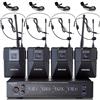 SIKUING Sistema microfonico wireless UHF a 4 canali con microfoni per cuffie lavalier, 4x50 frequenze regolabili, ideale per riunioni karaoke in chiesa, portata di 300 piedi (4 bodypack)