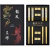 TIICOO Bacchette in Metallo Riutilizzabili in Acciaio Inossidabile 18/8 Bacchette Cinese Drago e Phoenix Bacchette con Supporto Cinese Tradizionale Elegante Regalo Set (4 Paia) (Oro)