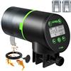 Papettly Mangiatoia Automatica Acquario - Distributore Automatico per Pesci con Display LCD, Resistente all'Umidità con Timer, 2 Batterie AAA e Anello per Alimentazione (Nero)