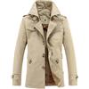 ANUFER ANUEFR Uomo Termico Fodera Spessa e Soffice Windbreaker Elegante Risvolto Singolo Petto Inverno Cappotto Trench SN079215 Beige S