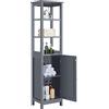 Yaheetech Armadietto Colonna da Bagno Mobile Alto da Terra con Ripiano e Ante Armadio in Legno 160 x 40 x 32 cm Mobiletto Autoportante da Angolo per Salotto Soggiorno Grigio Scuro